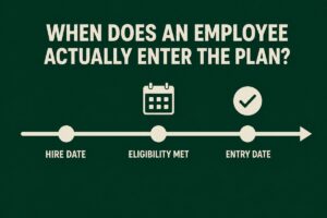 Timeline showing hire date, eligibility met and 401(k) plan entry date