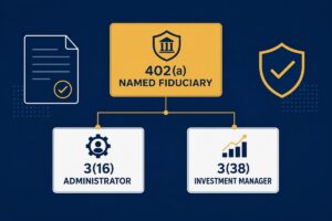 Diagram showing the ERISA 402(a) named fiduciary above the 3(16) plan administrator and 3(38) investment manager