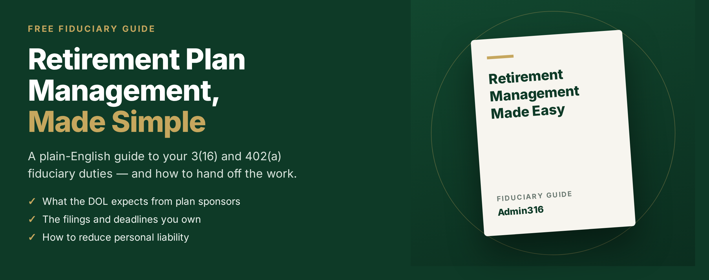 Free Admin316 fiduciary guide: Retirement Plan Management Made Simple