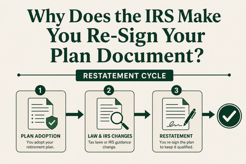 Timeline showing the 401(k) plan document restatement cycle for plan sponsors