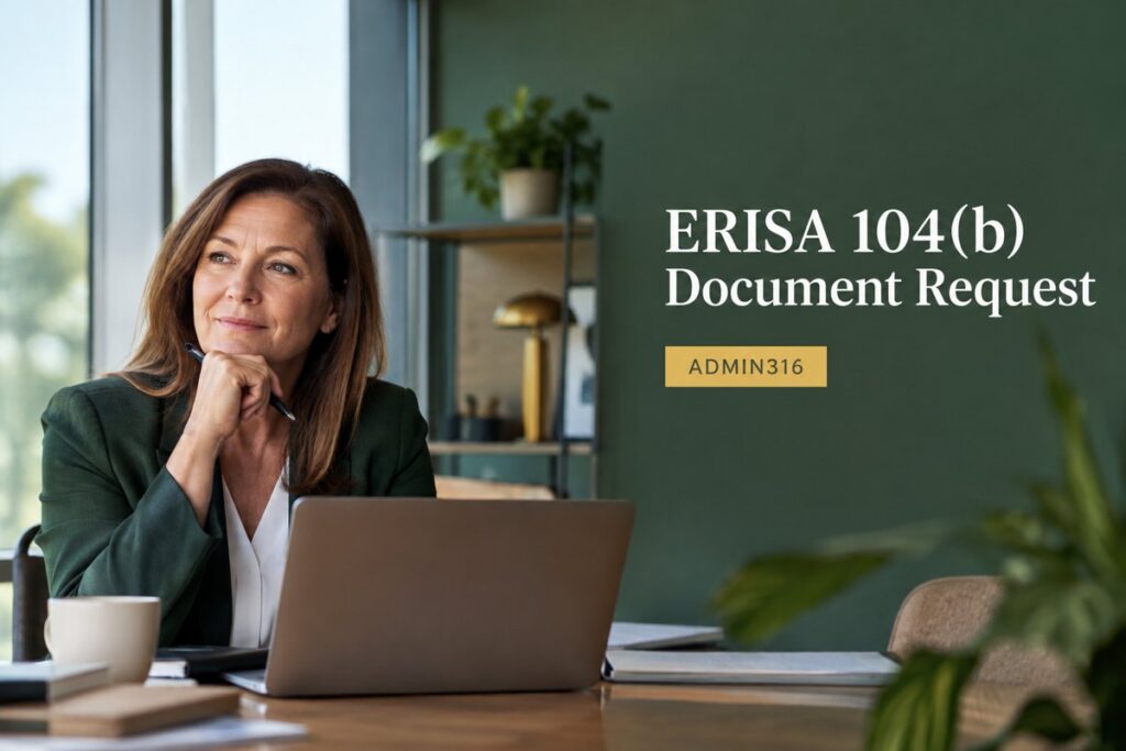 Employer and HR manager reviewing 401(k) plan documents in response to a written participant request