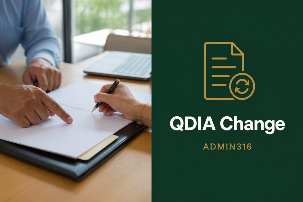 Plan committee members reviewing default investment materials at a conference table