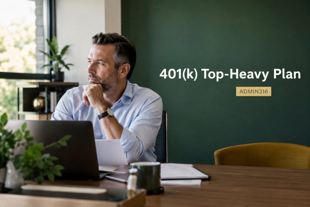 Business owner and HR manager reviewing 401(k) plan documents at a conference table
